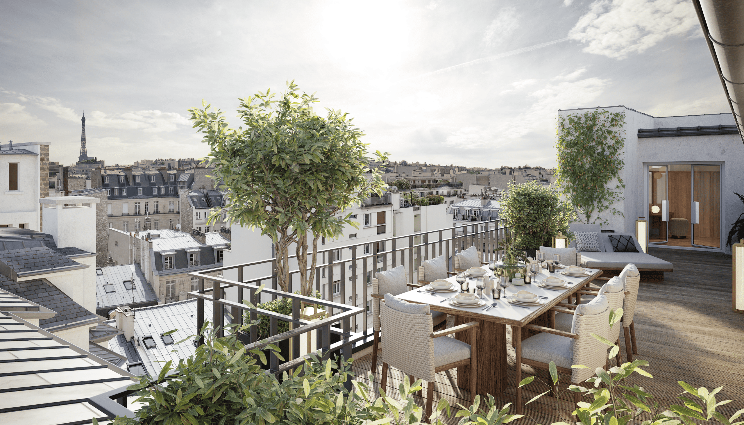 Photo de la terasse d'un penthouse de l'immeuble Signature
